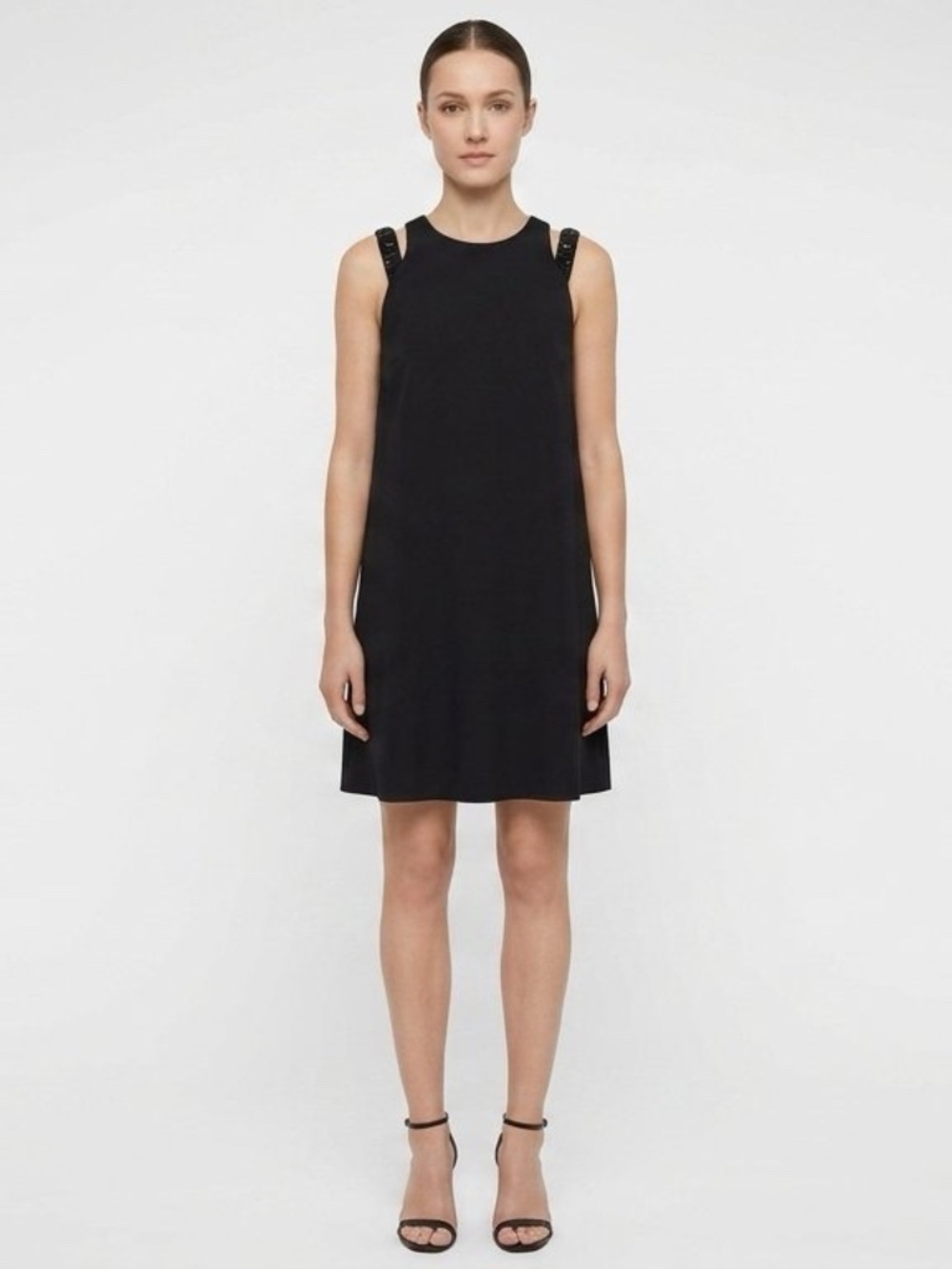 BCBGMAXAZRIA Selina Layered A-Line Dress in black SIZE XS cocktail LBD jeweled